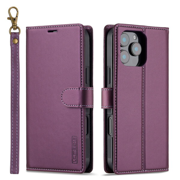 iPhone 16 Pro Max Leather Wallet case 6.9″  –  Purple