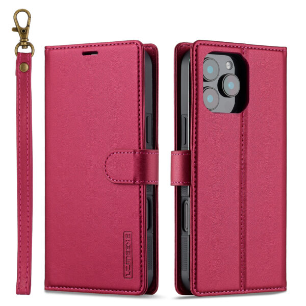 iPhone 16 Pro Max Leather Wallet case 6.9″  –  Red