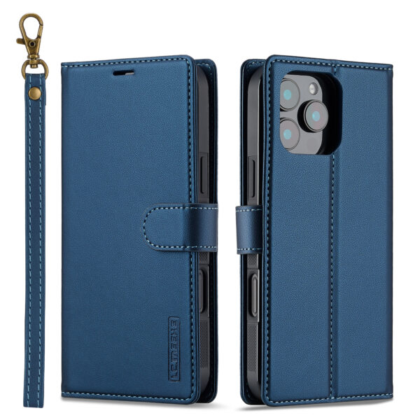 iPhone 16 Pro Max Leather Wallet case 6.9″  –  Blue